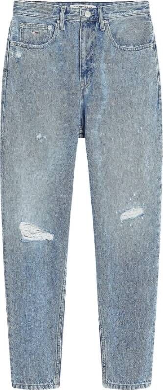 TOMMY JEANS Mom jeans MOM JEAN UHR TPRD BF7013 met destroyed effecten & logobadge
