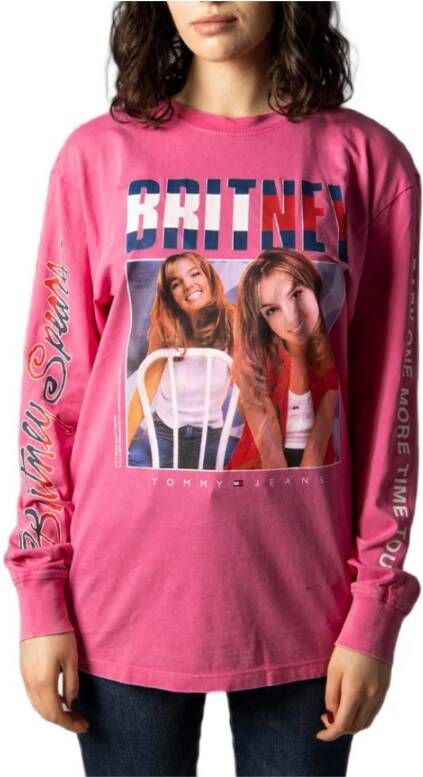 Tommy Jeans Roze Print Longsleeve T-shirt Pink Dames