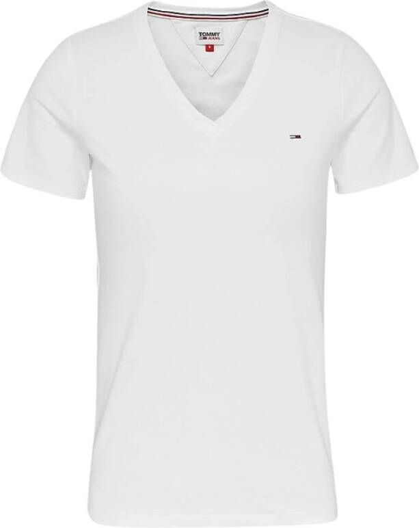 TOMMY JEANS Shirt met V-hals TJW SKINNY STRETCH V NECK met -merklabel op borsthoogte