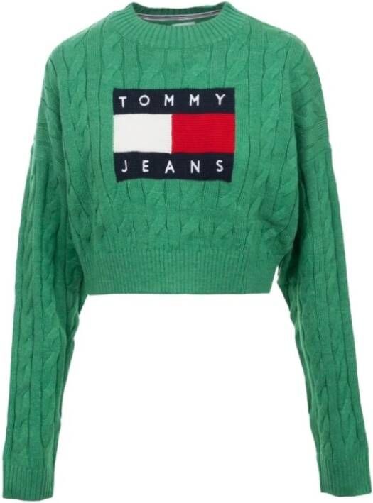 Tommy Jeans Retro-geïnspireerde Trui met Iconische Vlag Groen Dames