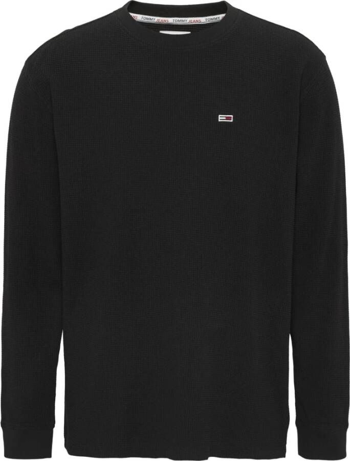 TOMMY JEANS Heren Polo's & T-shirts Tjm Classic Waffle Tee Zwart