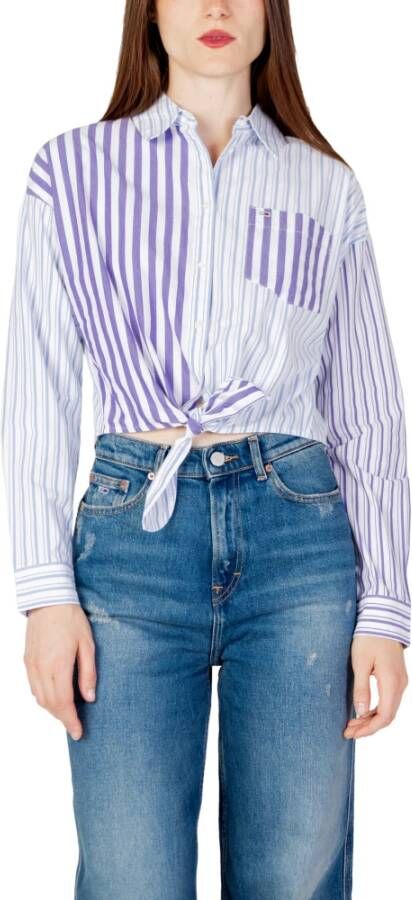 Tommy Jeans Paarse lange mouwen shirt voor vrouwen Purple Dames