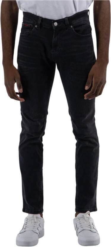 Tommy Hilfiger Zwarte Slim Scanton Jeans met Gewassen Uitstraling Zwart Heren