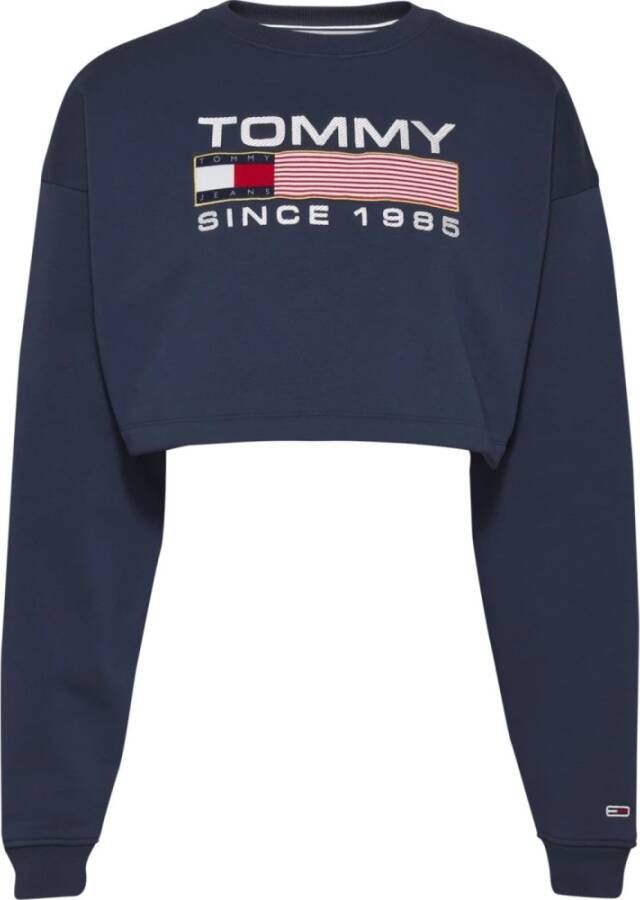 Tommy Jeans Super Crop Modern Sweat Hoodie Blue Dames