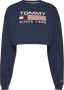 Tommy Jeans Super Crop Modern Sweat Hoodie Blue Dames - Thumbnail 3