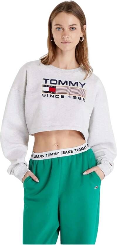 Tommy Jeans Kort sweatshirt met labelstitching model 'SUPER CROP MODERN'