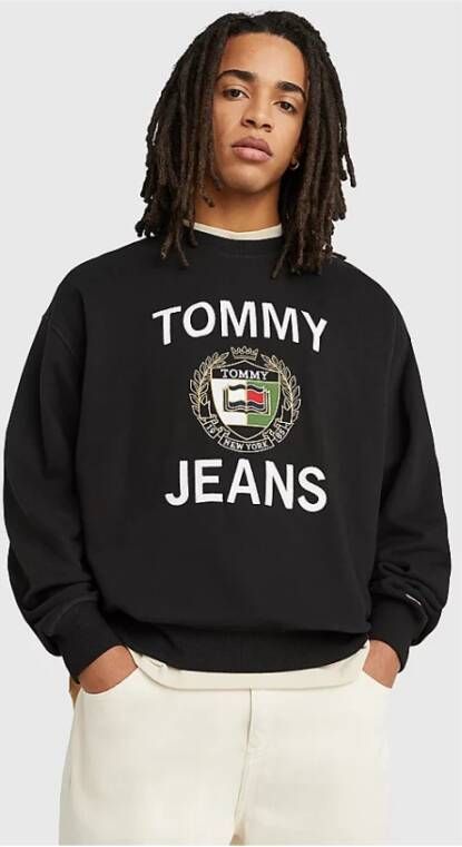 Tommy Hilfiger Katoenen Sweatshirt met Applicaties Black Heren