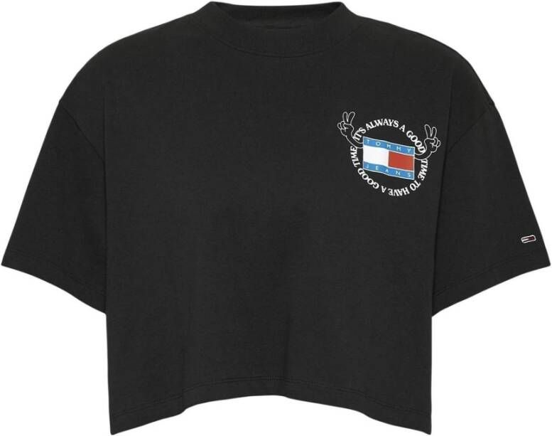 Tommy Jeans Kort T-shirt met labelprint en print aan de achterkant