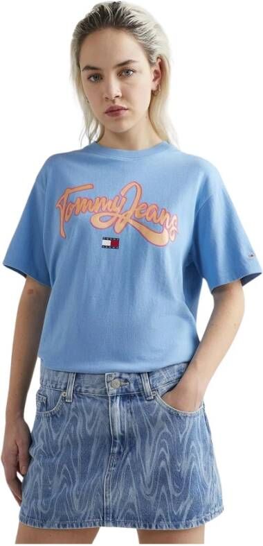 Tommy Jeans T-Shirts Blauw Dames
