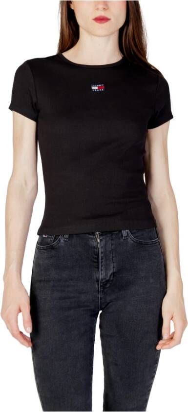 Tommy Jeans Zwart T-shirt voor dames korte mouwen herfst winter Black Dames
