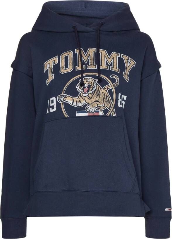 Tommy Jeans TJW Rlxd College Tiger 1 Hoodie Blauw Dames