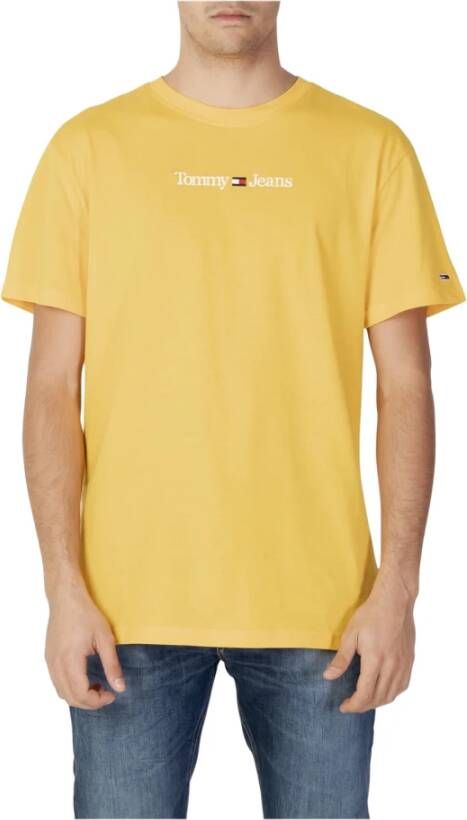 Tommy Jeans Heren Gele T-shirt Effen Korte Mouw Yellow Heren