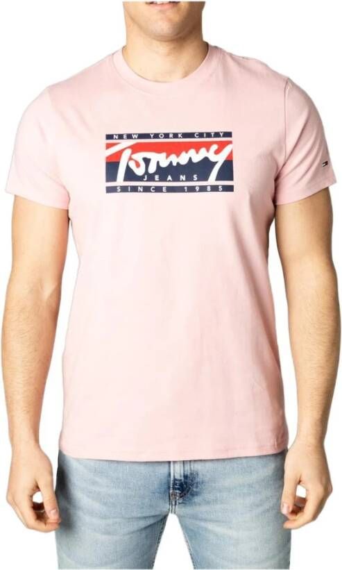 Tommy Jeans Tommy Hilfiger Jeans Men's T-shirt Roze Heren