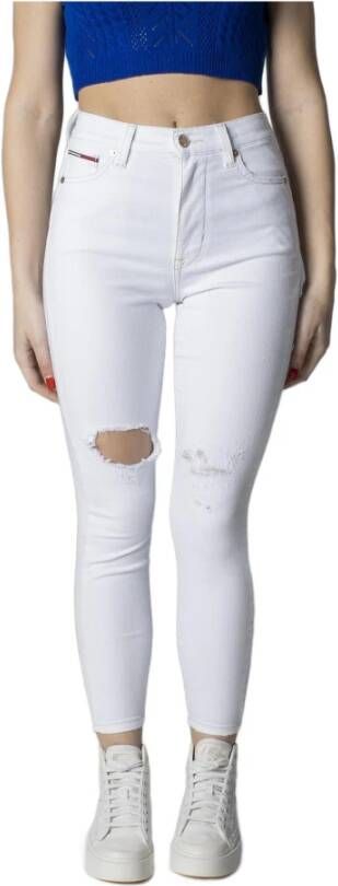Tommy Jeans Dames Witte Jeans Ritssluiting en Knoopsluiting White Dames