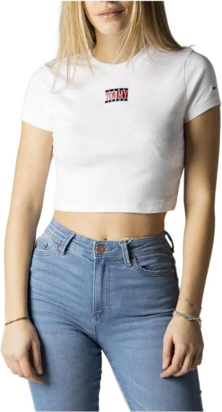 Tommy Jeans Witte effen T-shirt met korte mouwen voor dames White Dames