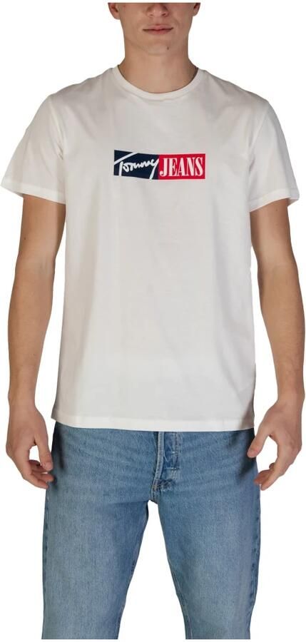 Tommy Jeans Beige Bedrukt Katoenen T-shirt voor Mannen Beige Heren - Foto 3