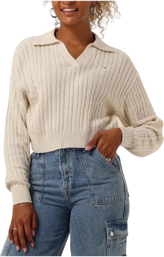 TOMMY JEANS Dames Truien & Vesten Tjw Cable Rugby Sweater Beige - Foto 3
