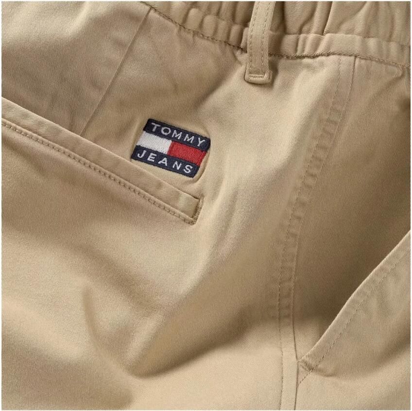 Tommy Jeans Beige Chino Broek met Elastische Taille Brown Heren