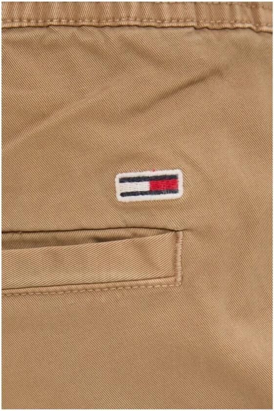 Tommy Jeans Beige Katoenen Broek Rits Knoop Beige Heren