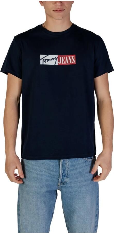 Tommy Jeans Blauw Bedrukt Katoenen T-Shirt met Ronde Hals Blue Heren - Foto 3