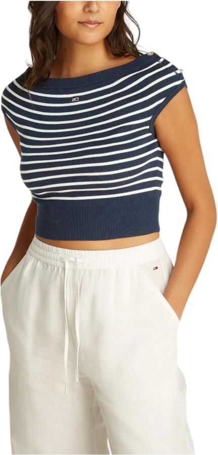 Tommy Hilfiger Overhemd Gestreepte gebreide top met boothals WW0WW31768