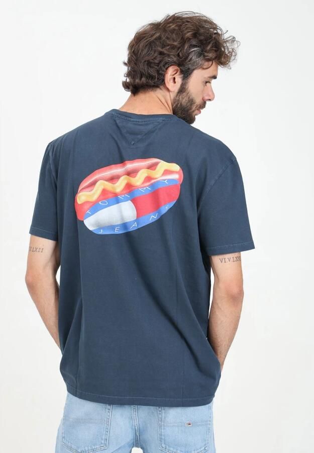 Tommy Jeans Blauw Kortemouw Grafisch T-shirt Blue Heren
