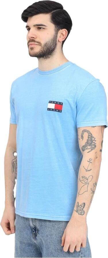 Tommy Jeans Blauw Logo Katoenen T-shirt Blue Heren
