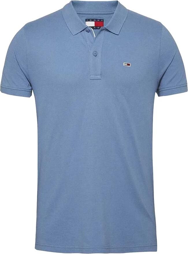 Tommy Jeans Blauw Logo Polo Shirt Blue Heren