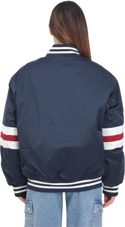 Tommy Jeans jack met all over print en borduursels donkerblauw rood wit - Foto 3