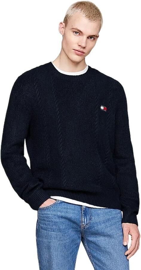 TOMMY JEANS Sweatshirt TJM SLIM CABLE KNIT CNECK met geborduurd merklogo breipatroon - Foto 4
