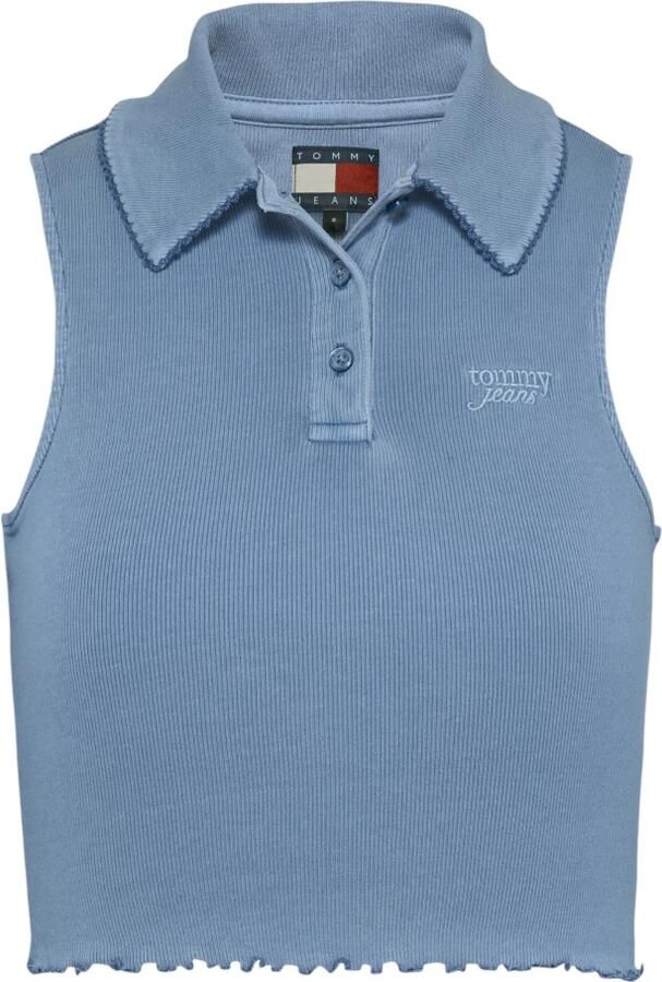 Tommy Jeans Blauwe Mouwloze Button-Up Top Blue Dames - Foto 2
