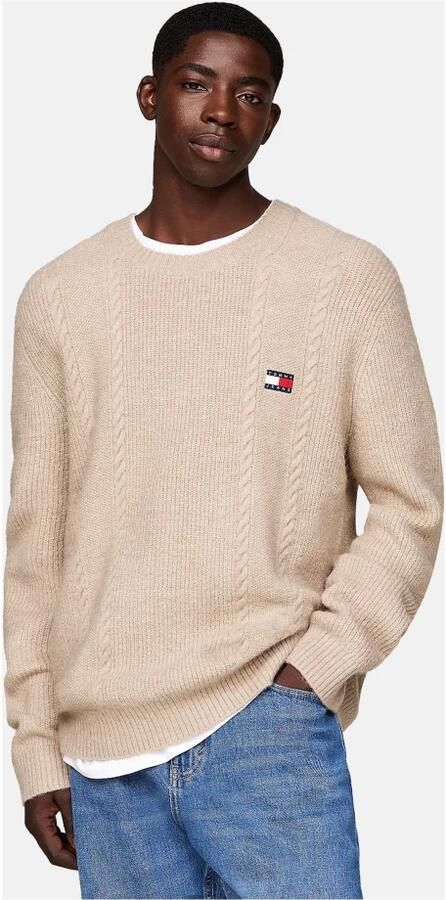 TOMMY JEANS Sweatshirt TJM SLIM CABLE KNIT CNECK met geborduurd merklogo breipatroon - Foto 2