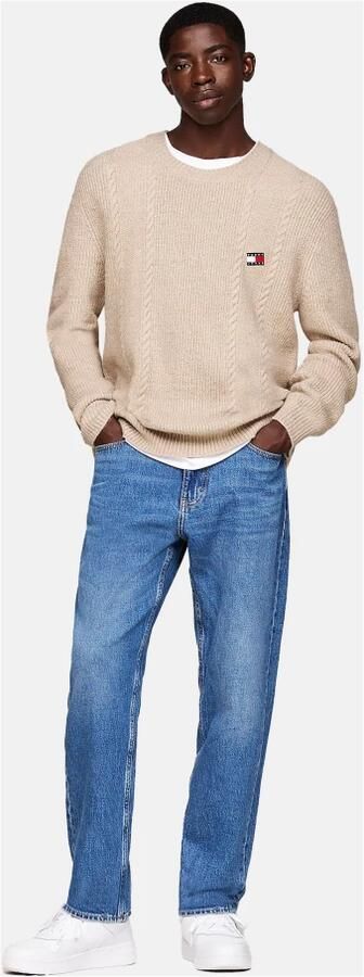 TOMMY JEANS Sweatshirt TJM SLIM CABLE KNIT CNECK met geborduurd merklogo breipatroon - Foto 4