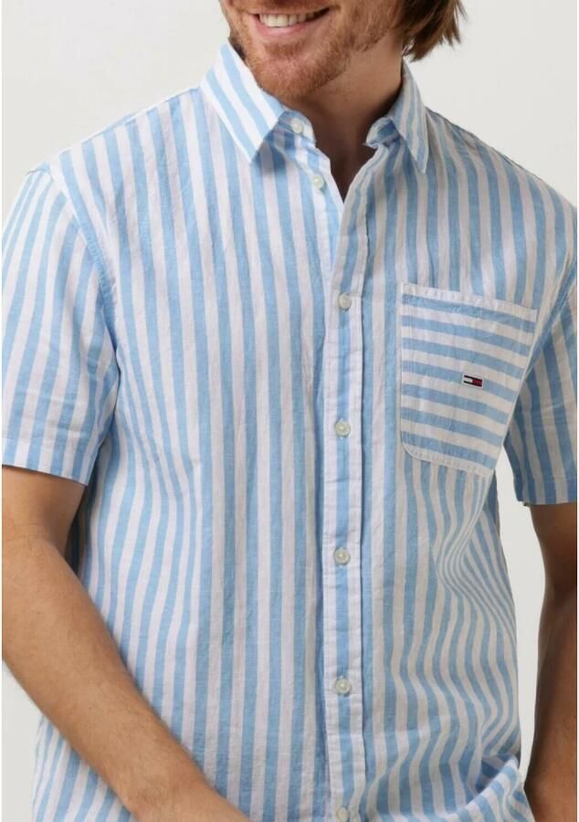 TOMMY JEANS Linnen overhemd TJM RLX SS STRIPE LINEN SHIRT in gestreepte look