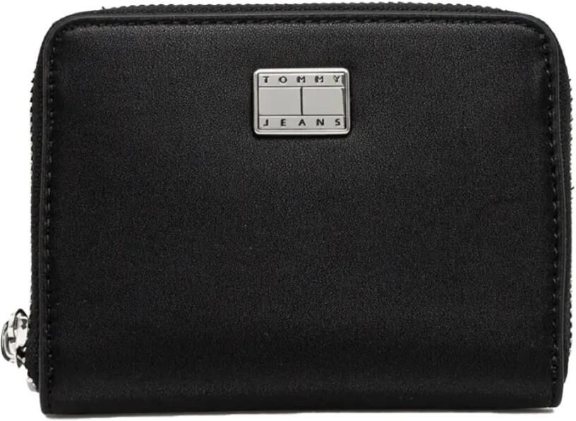 Tommy Jeans Compacte portemonnee met metalen logo Black Dames
