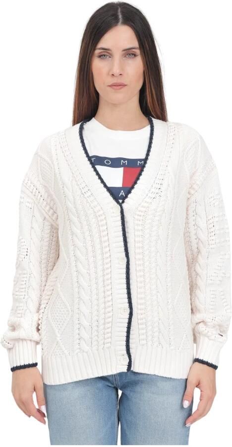 Tommy Jeans Gebreide cardigan met kabelpatroon 'BUBBLE CABLE FLAG' - Foto 3