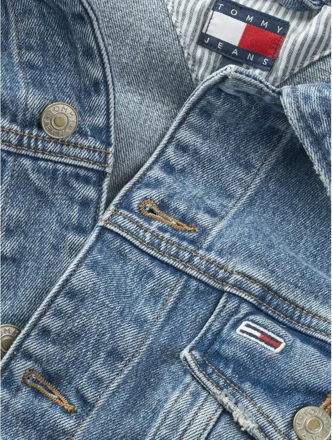 Tommy Jeans Denim Trucker Jack Blauw Distressed Retro Blue Heren