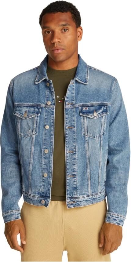 Tommy Jeans Denim Trucker Jack Blauw Distressed Retro Blue Heren - Foto 2