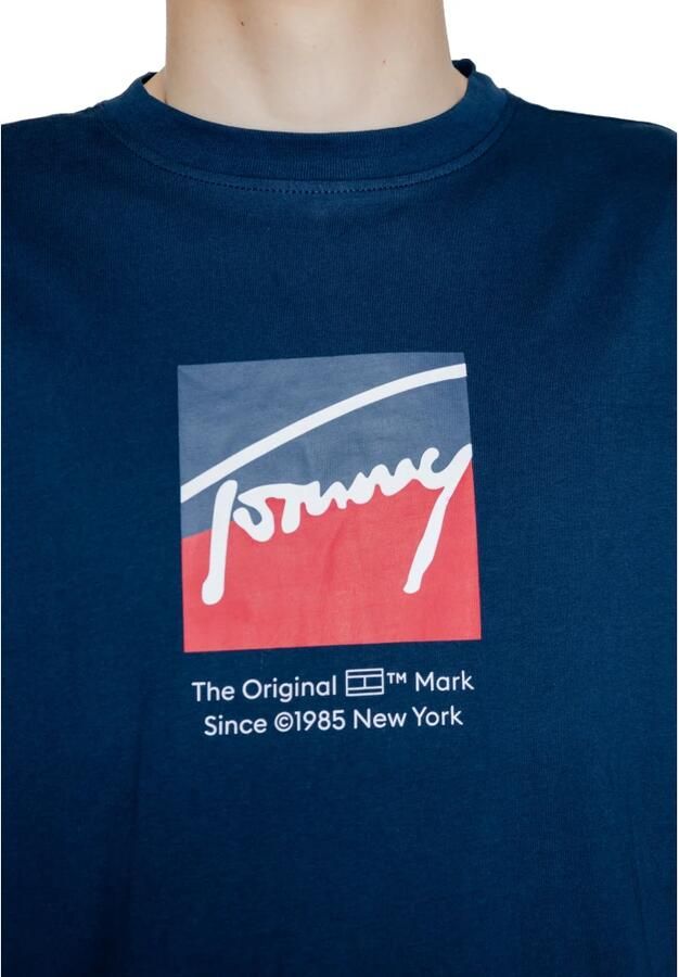 Tommy Hilfiger Blauw Print Ronde Hals T-shirt Mannen Blue Heren