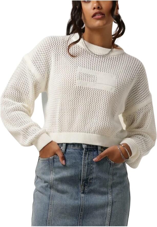 TOMMY JEANS Dames Truien & Vesten Tjw Open Stitch Flag Sweater Wit - Foto 3