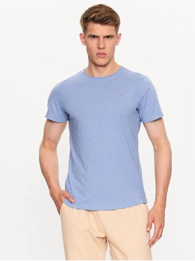 TOMMY JEANS Heren Polo's & T-shirts Tjm Xslim Jaspe C Neck Blauw