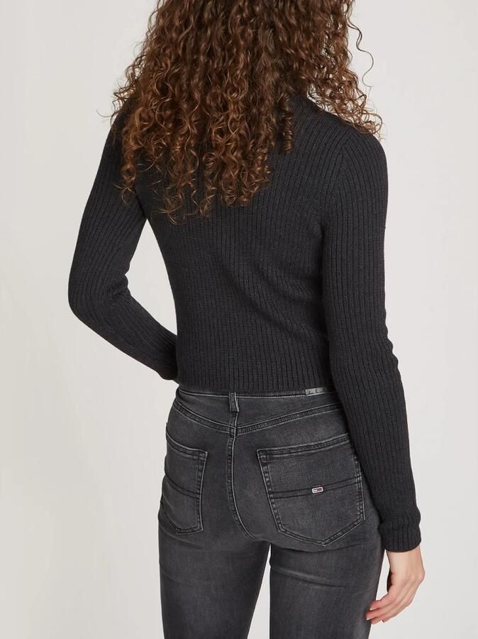 TOMMY JEANS Dames Truien & Vesten Tjw Melange Trtlnck Flag Sweater Zwart - Foto 2