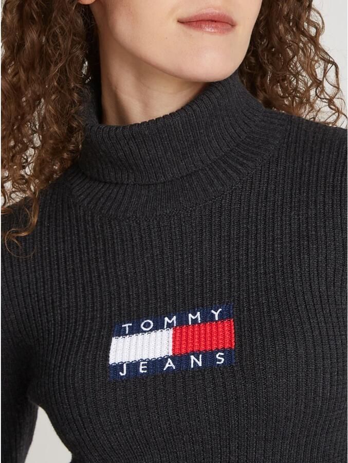 TOMMY JEANS Dames Truien & Vesten Tjw Melange Trtlnck Flag Sweater Zwart