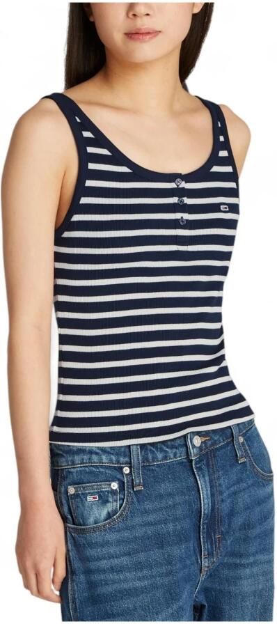 Tommy Jeans Gestreepte mouwloze knoop-tanktop Multicolor Dames - Foto 2
