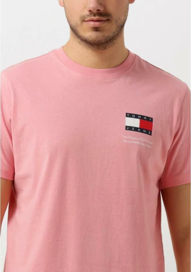 Tommy Jeans Heren Polo & T-shirts Slim Essential Flag Tee Pink Heren