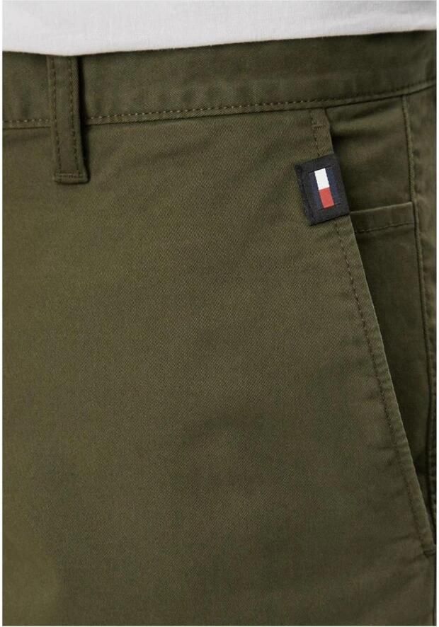 Tommy Hilfiger Groene Heren Shorts Slim Fit Geborduurd Green Heren