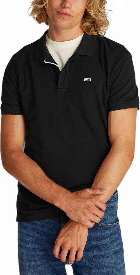 Tommy Jeans Polo Shirt Korte Mouw Flag Slim Polo Shirt Black - Foto 18