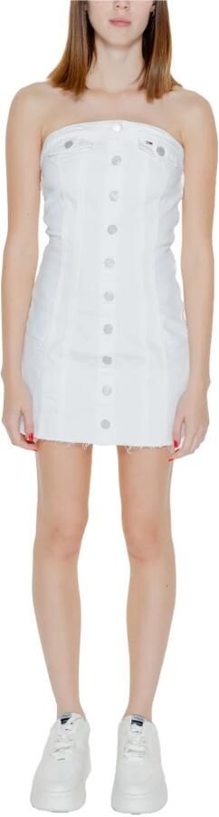Tommy Hilfiger Witte Geknoopte Jurk Katoen-Elastaan Mix White Dames - Foto 5