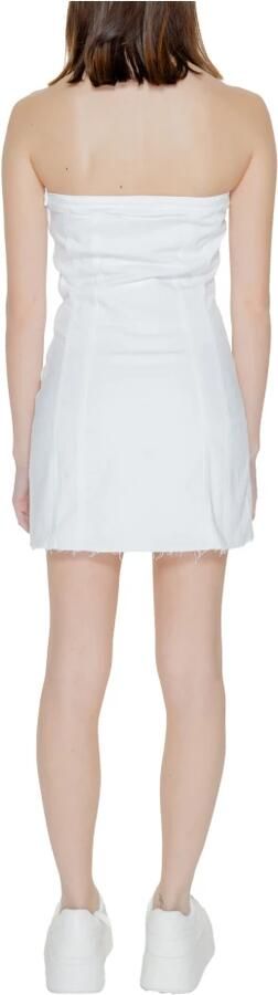 Tommy Hilfiger Witte Geknoopte Jurk Katoen-Elastaan Mix White Dames