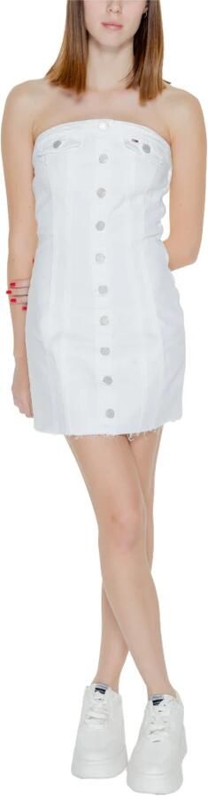 Tommy Hilfiger Witte Geknoopte Jurk Katoen-Elastaan Mix White Dames - Foto 2